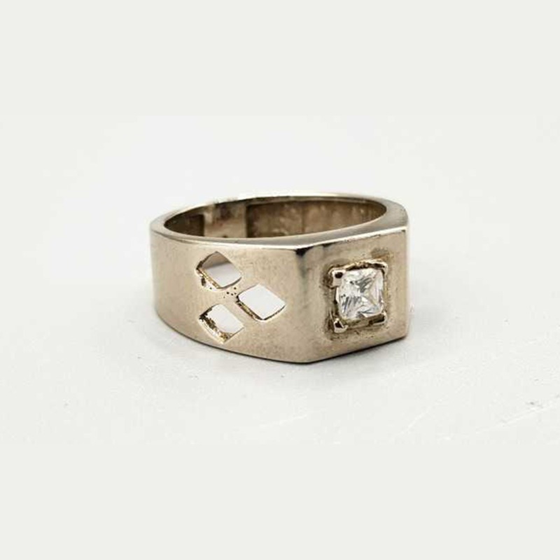 Abdulrahman Classic Square Studded Ring With Zircon Silver925 Size-19