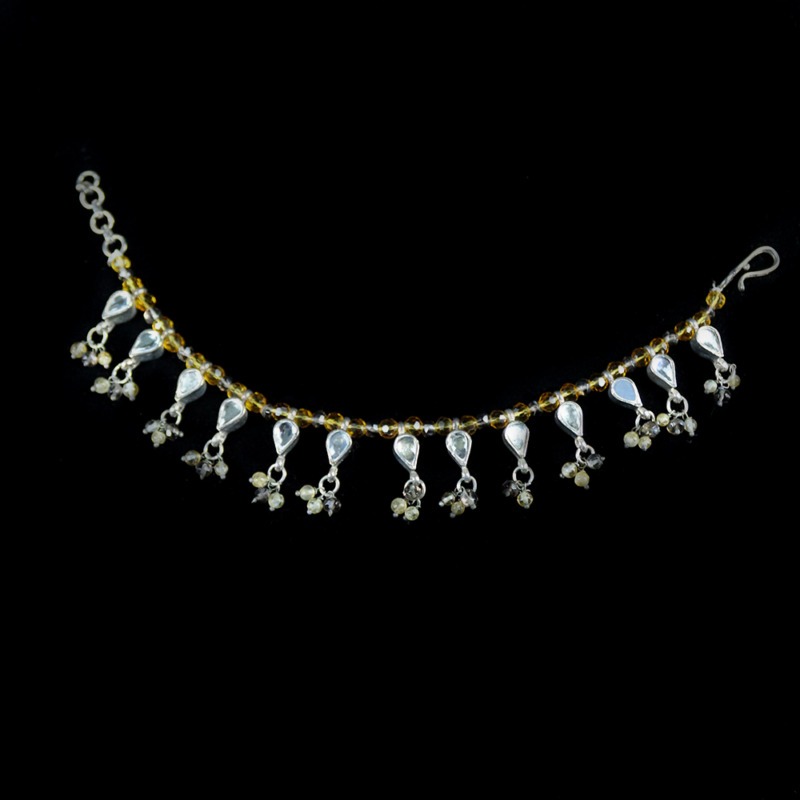 Rumi Classic Teardrop Anklet With Citrine Silver925