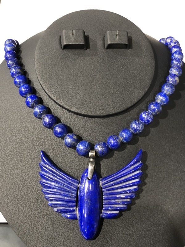 Buray Bead Abstract Studded Necklace With Lapis Lazuli Silver925
