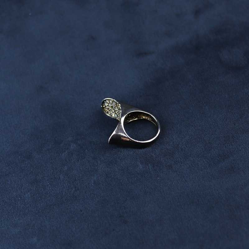 Abla Classic Abstract Studded Ring With Zircon Silver925 Size-15