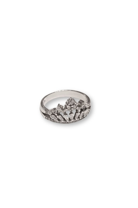 Abla Classic Crown Studded Ring With Zircon Silver925 Size-14